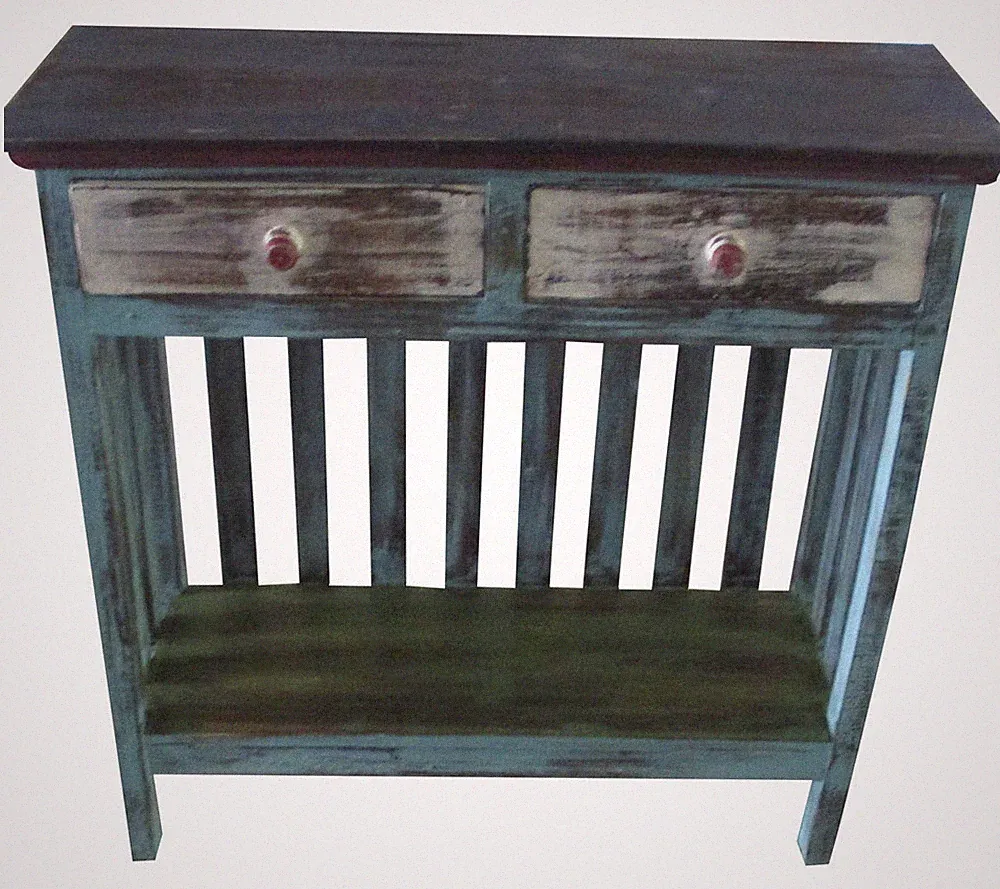 Kommode 2 Schubladen Regal shabby Recyclingholz Möbel bunt Vintage Schrank