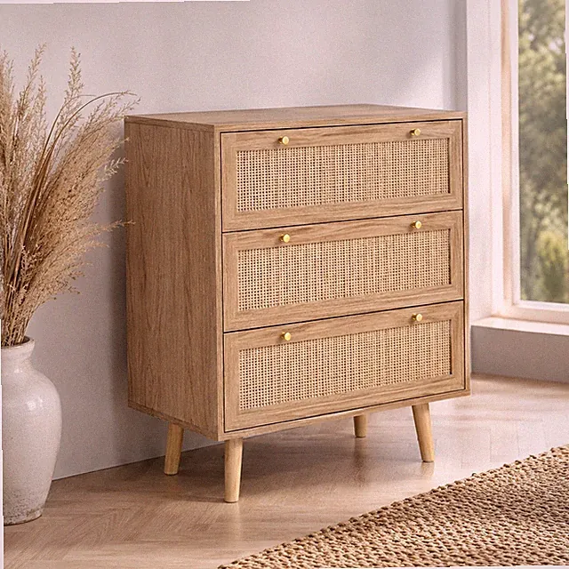 Kommode 3 Schubladen Sideboard Holzoptik Schrank 80x40x91 cm Eiche