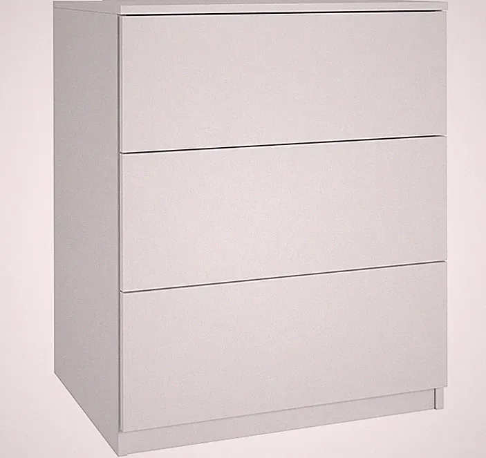Kommode 3 Schubladen weiß | 80x60x50 cm | Schrank für Kleidung, Dokumente