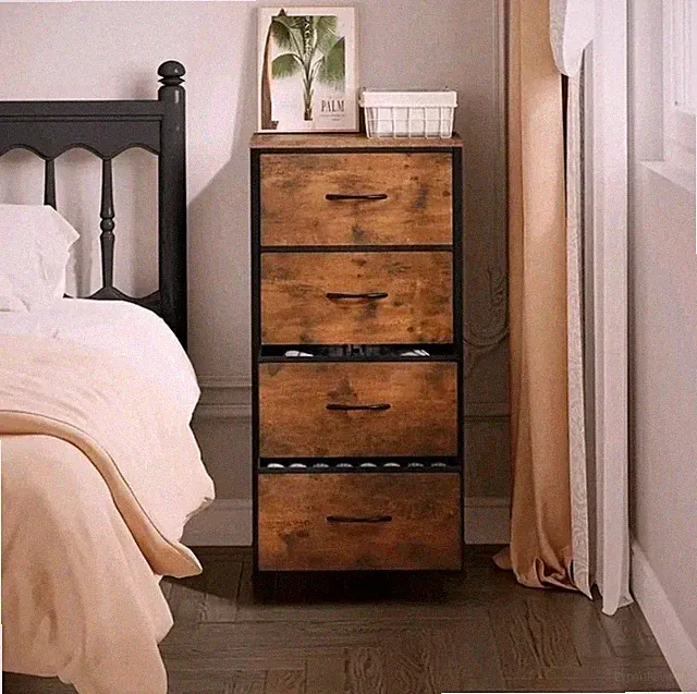 Kommode 4 Schubladen, Sideboard Aufbewahrung Flur Wohnzimmer Schlafzimmer Retro