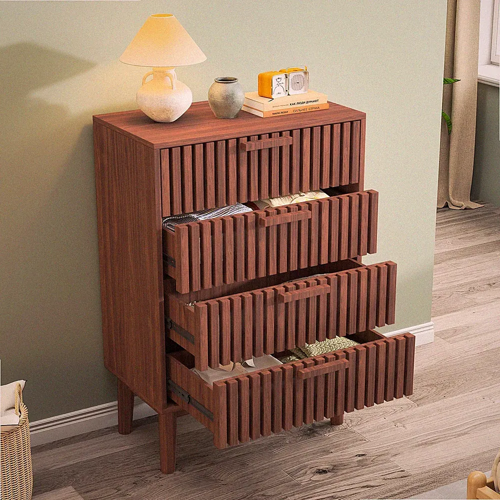 Kommode 60×34×91cm Sideboard Anrichte Schrank Vitrine Beistellschrank Nussbaum