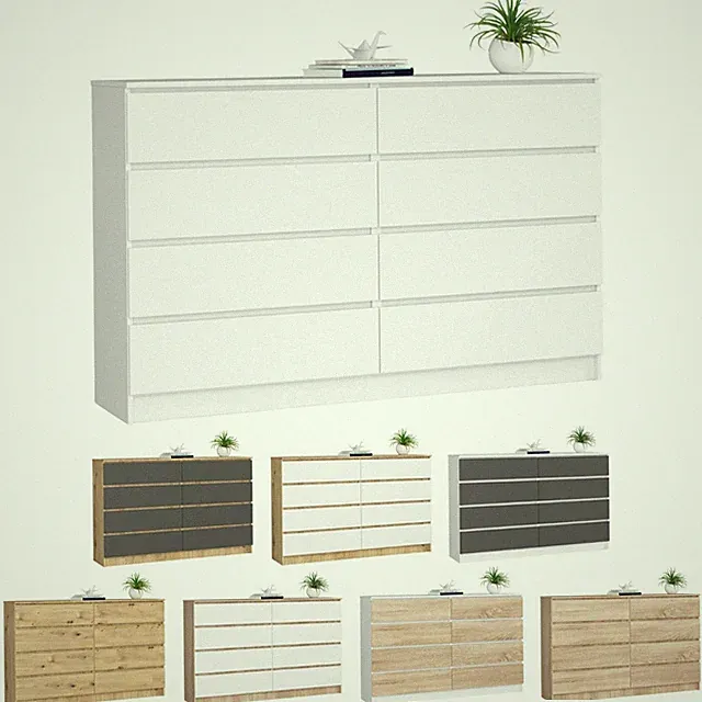 Kommode AKORD K160 mit 8 Schubladen B160 x H99 x T40 cm
