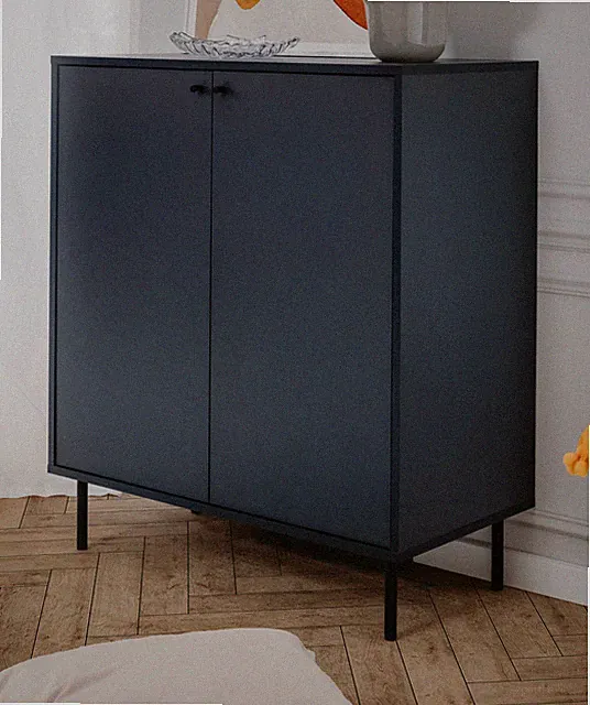 Kommode Anrichte blau Wohn- und Esszimmer Sideboard mit Türen 80 x 90 cm Barina