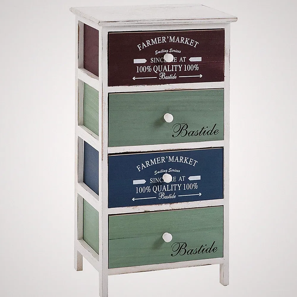 Kommode Anrichte Flur Diele Mehrzweckschrank 4 Schubladen in 3 Farben Vintage