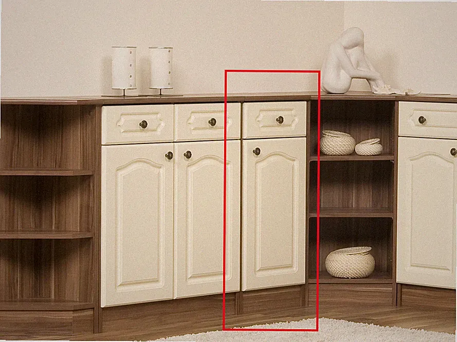 Kommode Anrichte "Landhaus" 1 Tür 1 Schubkasten Nussbaum Creme Front MDF