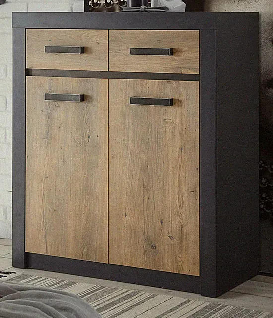 Kommode Anrichte Schrank Highboard Kastanie grau Fresco 92 x 105 cm Beveren