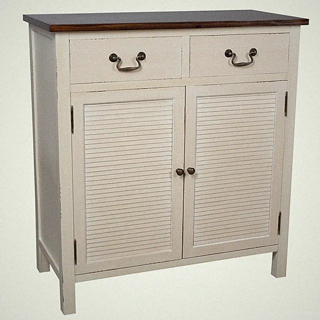 Kommode Anrichte Sideboard Holz creme weiß Vintage Look Schrank Retro Shabby