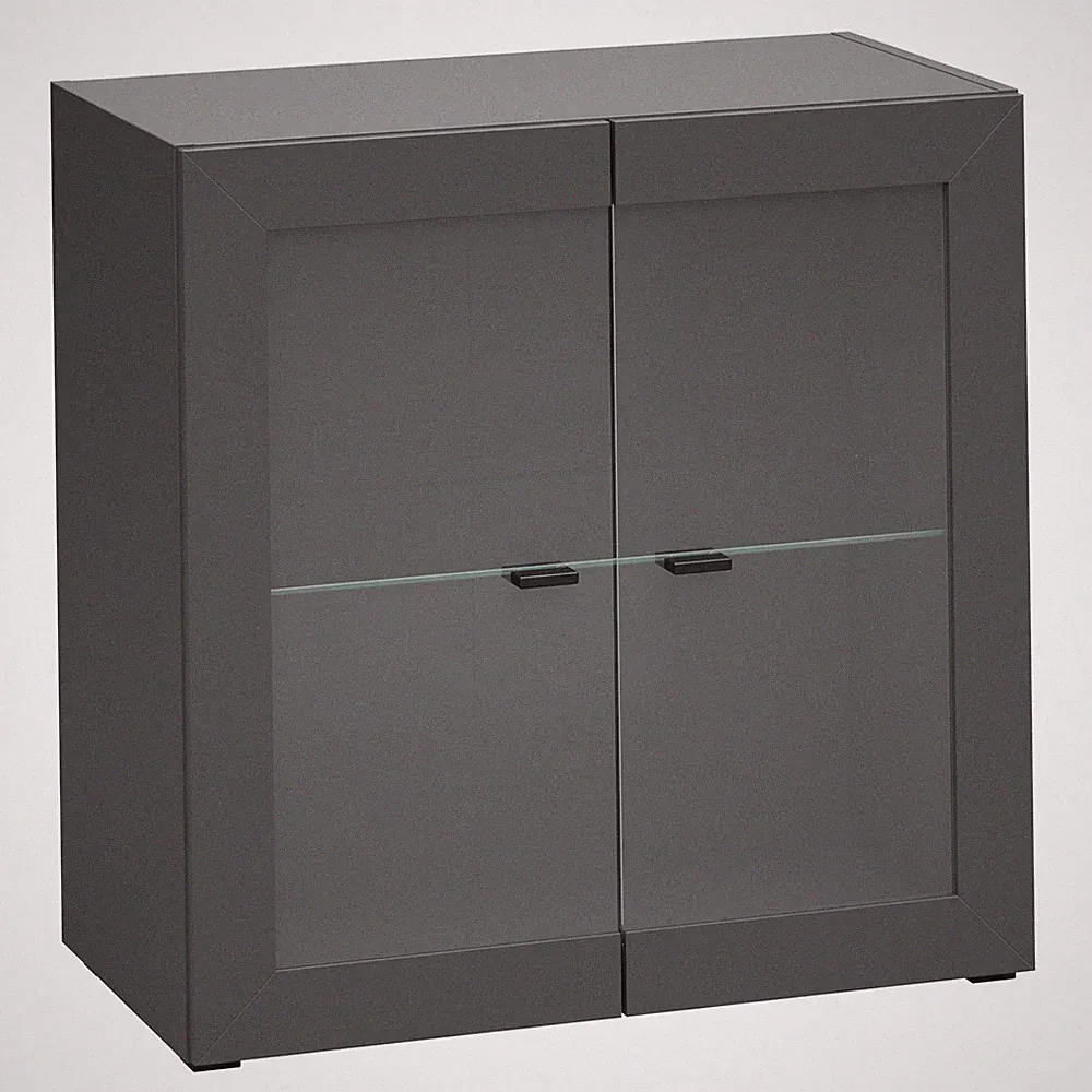 Kommode - anthrazit - 2 Glastüren - 64x65 cm