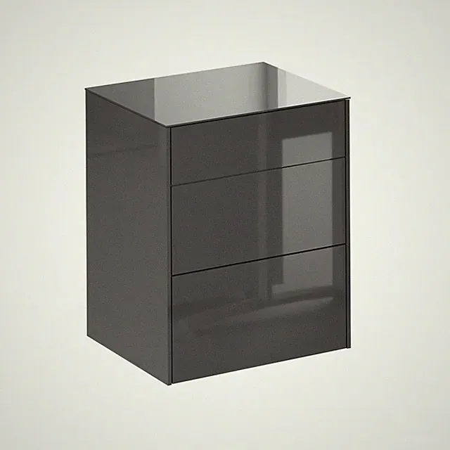 Kommode - anthrazit glänzend - anthrazit matt - mit Glas - 2 Schubkästen