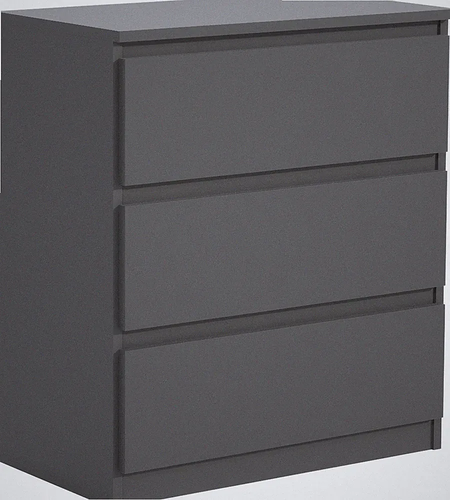 Kommode Anthrazit mit 3 Schubladen 70 cm, Sideboard Wohnzimmer, Schlafzimmer