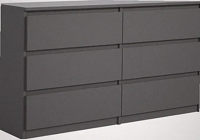 Kommode Anthrazit mit 6 Schubladen 140 cm Sideboard Wohnzimmer