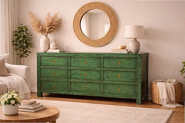 Kommode Apothekerschrank Shabby Chic Grün Schrank orientalisch asiatisch stil