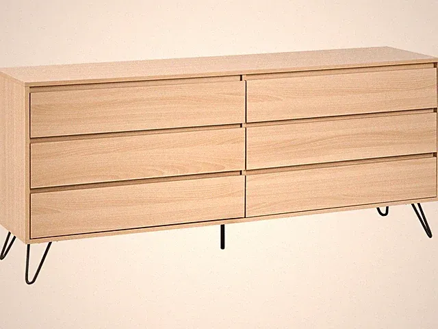Kommode Aufbewahrungsschrank Sideboard 6 Schubladen minimalistischer Stil hellbr