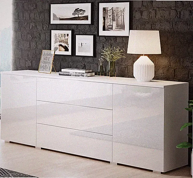 Kommode Awit 150 Highboard mit 3 Schubladen und 2 Türen Stilvoll Sideboard