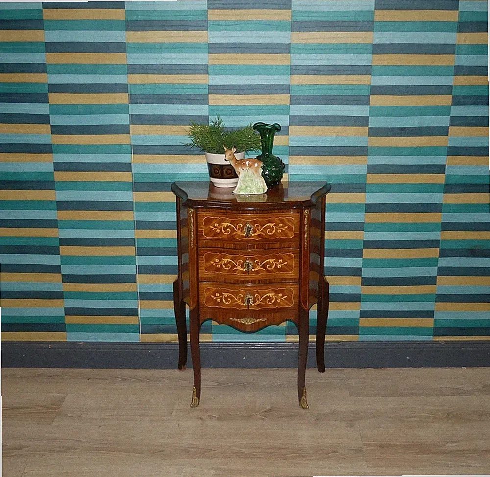Kommode Barock Stilmöbel furniertes Mahagoni mit Intarsien Schubladenschrank
