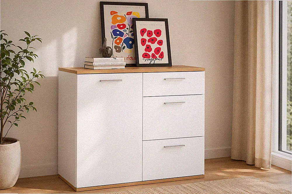 Kommode BC1035 Schrank Sideboard weiß Anrichte Schubladenkommode UVP 229,- NEU