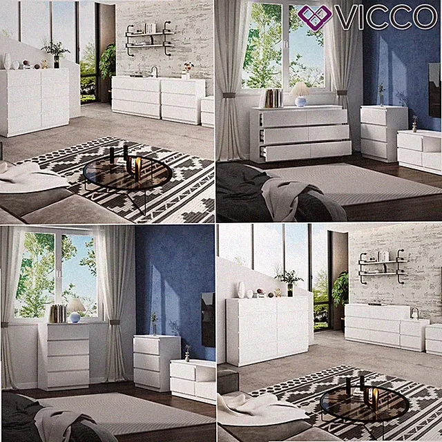Kommode Calisto, Weiß, Highboard, Schrank Vicco