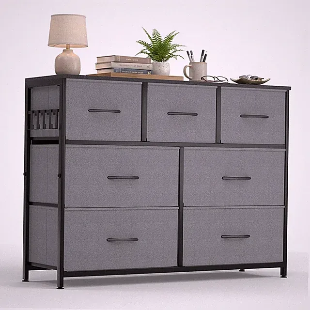 Kommode, Chest of Drawers, 7 Schubladen aus Stoff mit Griffen, Komodenschrank...