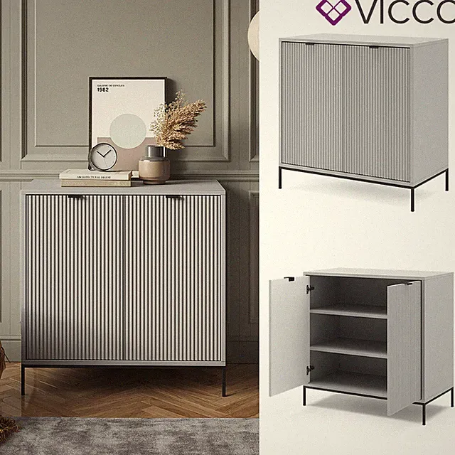 Kommode Eliza Grau 80 x 42 cm, mit 2 Türen, Wohnzimmer, Schlafzimmer Vicco