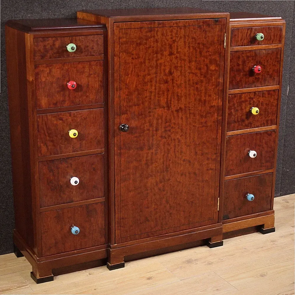 Kommode Englisch Möbel Schrank Art Deco Intarsien Holz 20 Jahrhundert