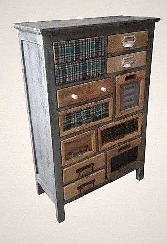 Kommode Esberg 12 Schubladen Schrank Mehrfarbig Bunt Holz Neu