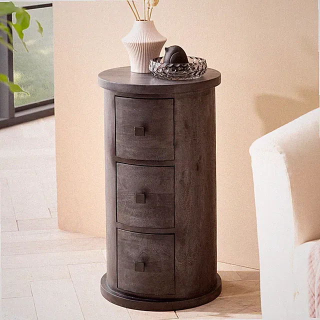 Kommode FineBuy Sideboard Schubladen 65 cm Holz Massiv Beistellschrank Schwarz