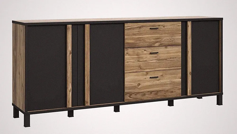 Kommode Hayato HYTK241L Sideboard Schubladenschrank 3 Türen 3 Schubladen
