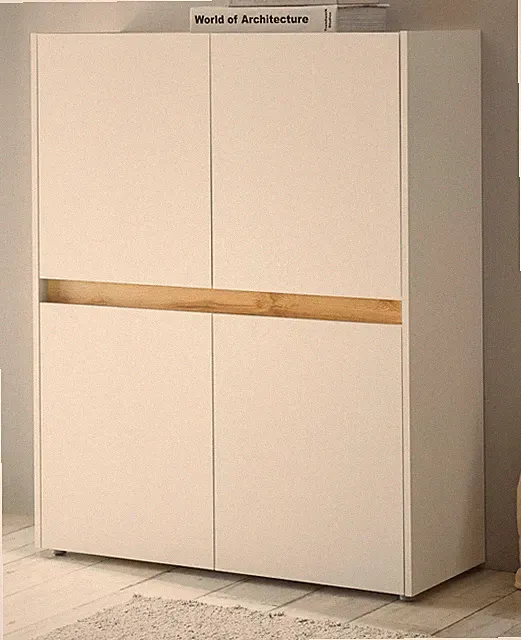 Kommode Highboard Schrank weiß und Eiche Wotan Wohnzimmer Esszimmer Möbel Center