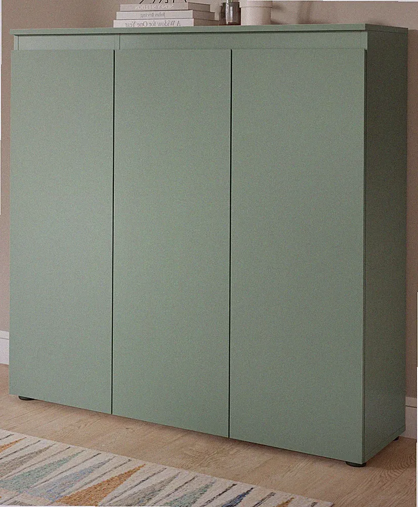 Kommode Hochkommode Mehrzweck Schuhkommode Grün 10 Fächer 105 x 111 cm Assino