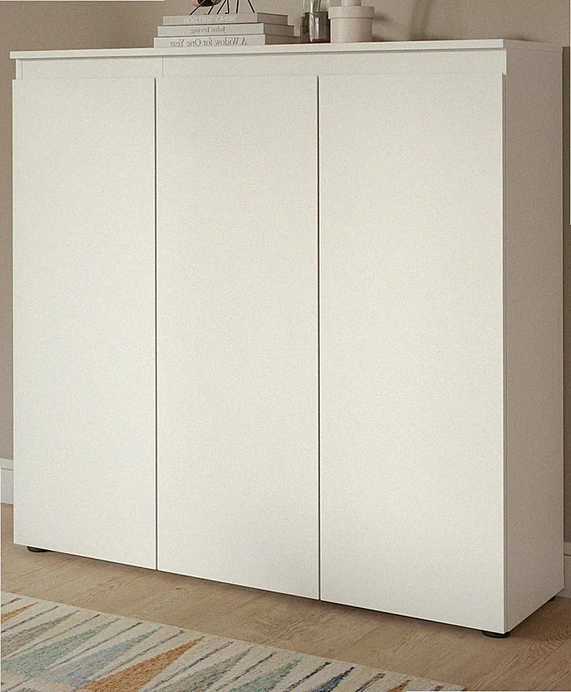 Kommode Hochkommode Mehrzweck Schuhkommode Weiß bis 10 Fächer 105x111 cm Assino