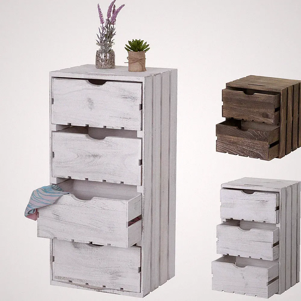 Kommode HWC-C62, Schubladenkommode Holzkiste Holzschrank, Shabby-Look Vintage