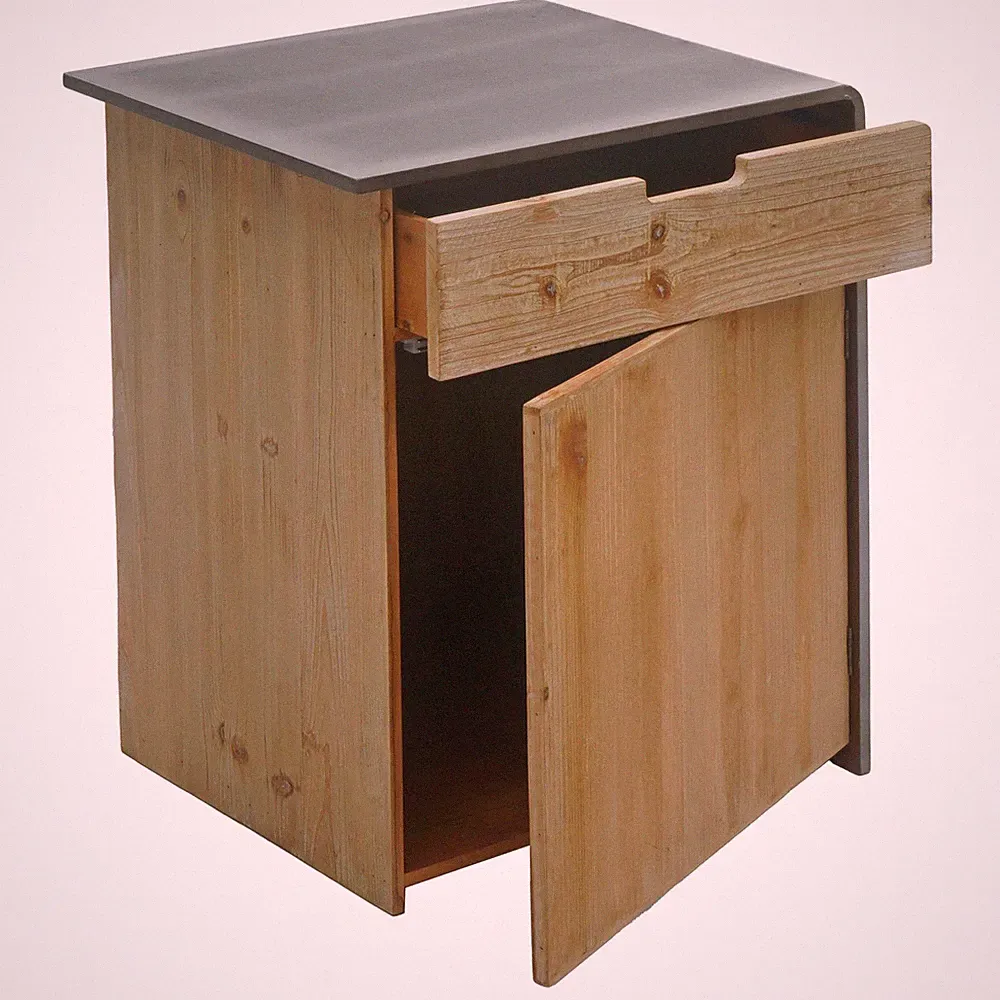 Kommode HWC-L76, Nachttisch Beistelltisch, Industrial Massiv-Holz 60x50x40cm
