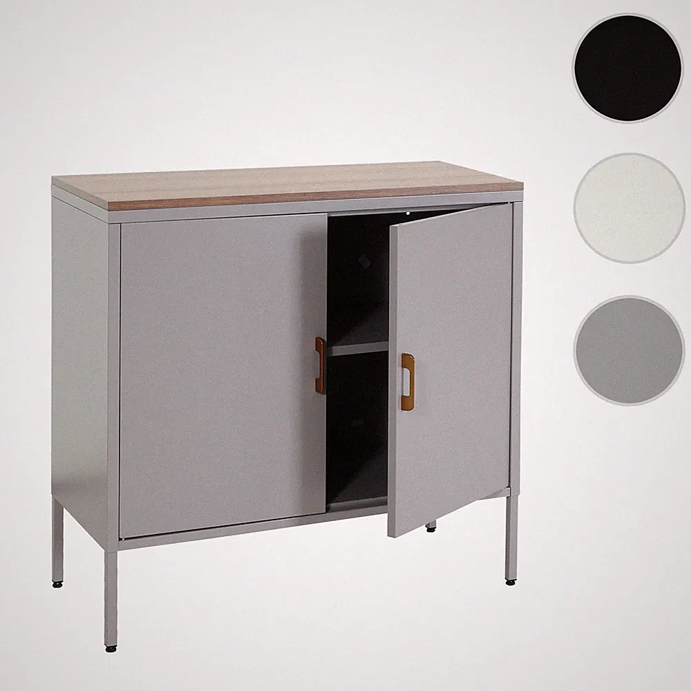 Kommode HWC-L84, Sideboard Schrank Anrichte, 2 Türen Metall 90x90x40cm