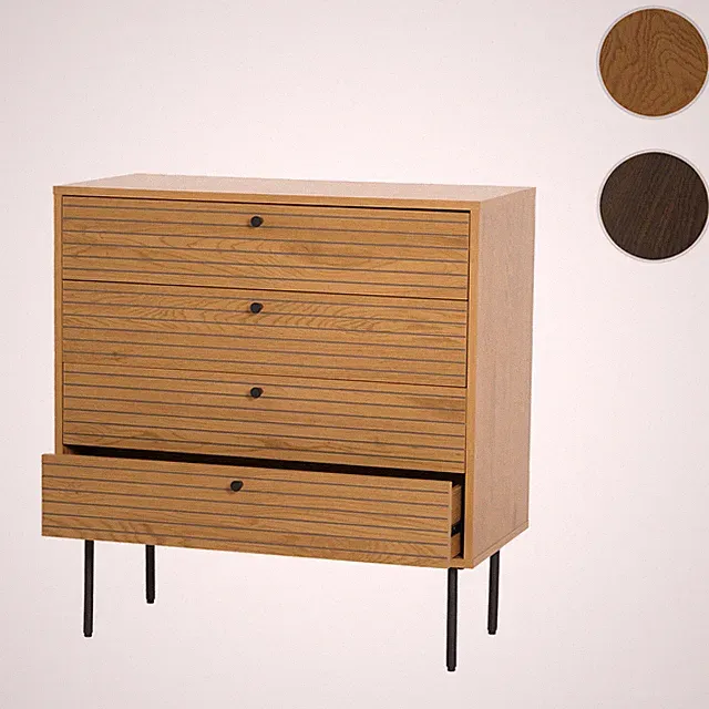 Kommode HWC-N78, Sideboard, skandinavischer Stil Metall Holz Melamin 80x40x85cm