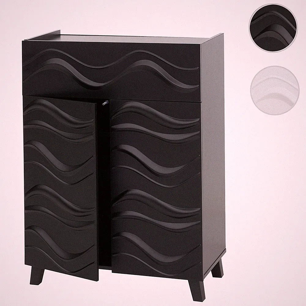 Kommode HWC-N86, Schrank Sideboard, 3D-Wellen-Design Push-to-open 107x76x36cm
