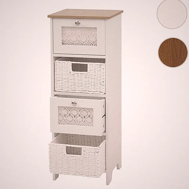 Kommode HWC-O75, Schubladenschrank, 4 Schubfächer Korb Holz Melamin 82x30x30cm