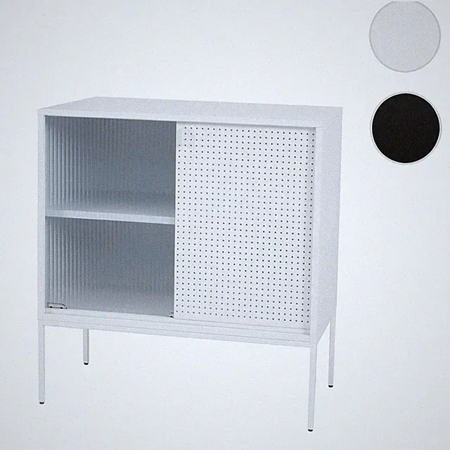 Kommode HWC-O90, Sideboard Highboard, Staufächer Schiebetüren Metall 85x80x45cm