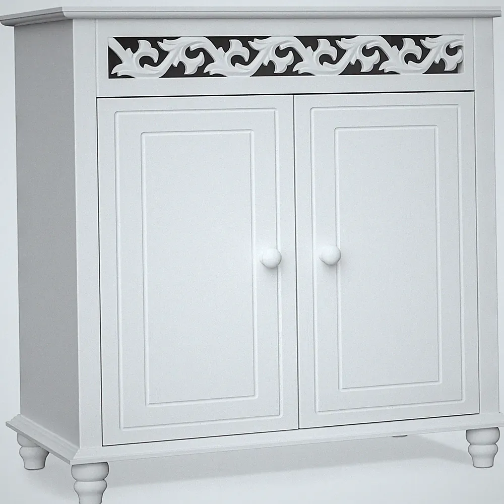 Kommode Jersey Weiß 2 Türen Zierleiste Schuhschrank Sideboard Wohnzimmer Flur