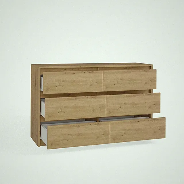 Kommode Karl | 6 geräumige Schubladen viel Stauraum 120cm | 3 Farbvarianten