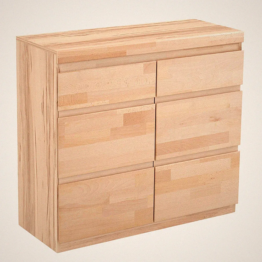Kommode Kernbuche 90 cm Massivholz-Front 2-türig geölt