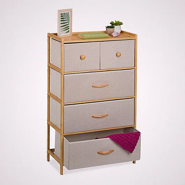 Kommode Korbregal Schubfachschrank Schubladenregal Stoffkommode 5 Schubladen