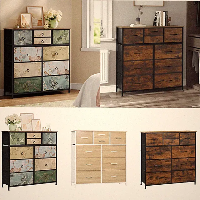 Kommode mit 10 Schubladen Sideboard Anrichte Schubladenschrank 100 x 100 x 30cm