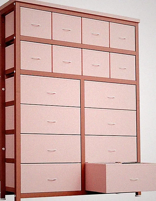 Kommode mit 16 Stoffschubladen Sideboard Schrank für Wohnzimmer Schlafzimmer