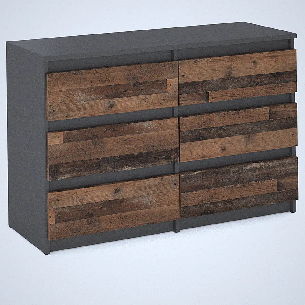 Kommode mit 2-6 Schubladen Sideboard Schubladenschrank (Grau Matt - Old style)
