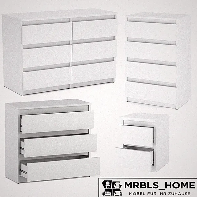 Kommode mit 2-8 Schubladen Sideboard Schubladenschrank Schuhschrank (Weiß Matt)