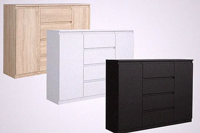Kommode mit 2 Türen und 4 Schubladen - 120 cm - Sideboard - Standschrank