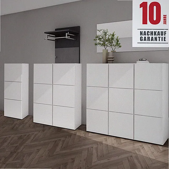 Kommode mit 3 Schränken Schuhschrank weiß holz Schuhkommode Schuhregal NEU!!