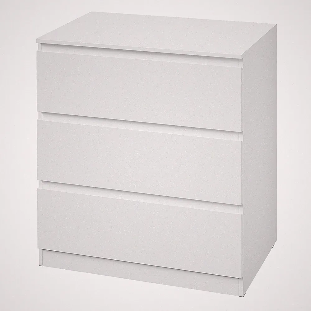 Kommode mit 3 Schubladen Komodenschrank für Schlafzimmer 60 x 70 x 40cm Weiß