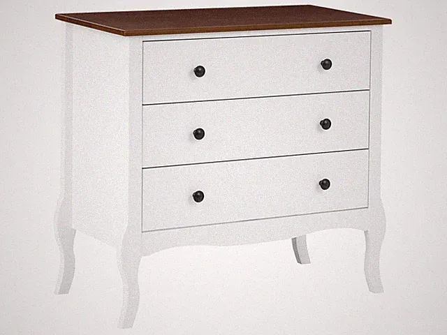 Kommode mit 3 Schubladen MDF weiß Landhausstil Nundle