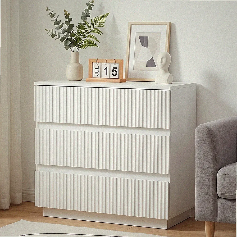 Kommode mit 3 Schubladen Nachttisch Sideboard Anrichte holz Schlafzimmer weiß